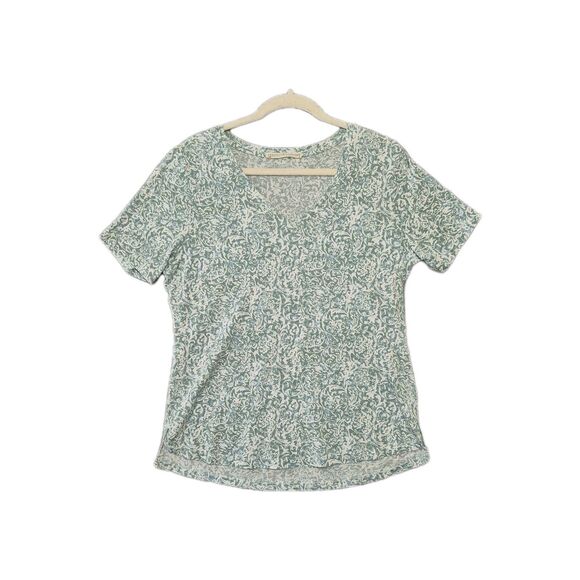 Peruvian Connection Women's Print 100% Pima Cotton V Neck Short Sleeve Tee M - Picture 1 of 7